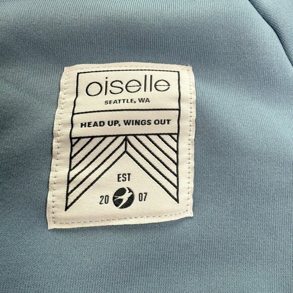 OISELLE Blue Full Zip Jacket Reflective Silver Neck and Sleeves. Size Women's L - Picture 2 of 10